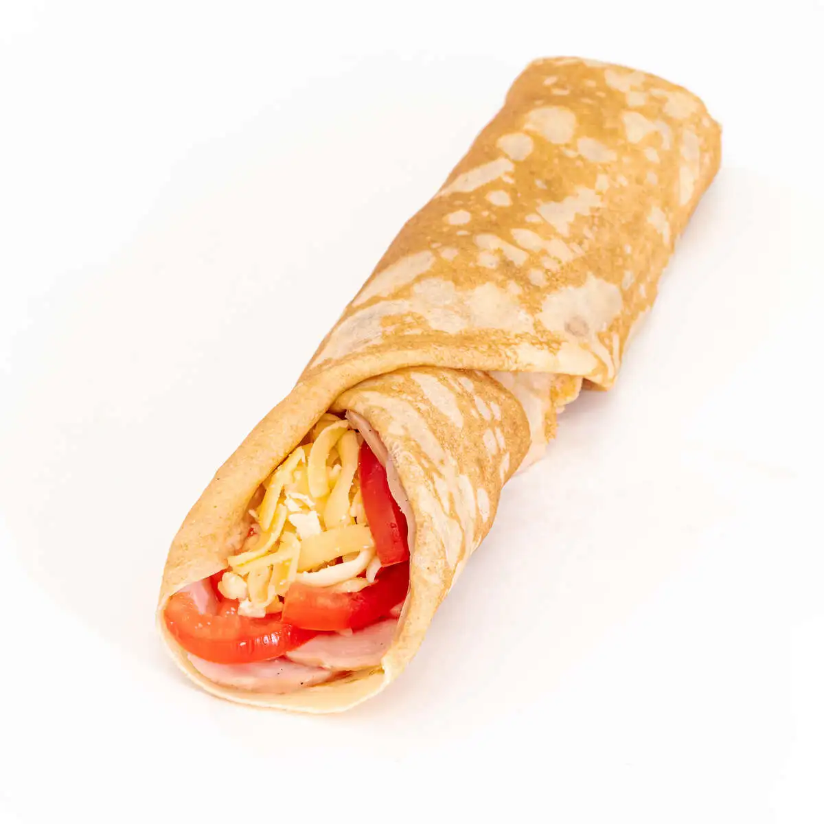 Блинчик с ветчиной, сыром и томатом