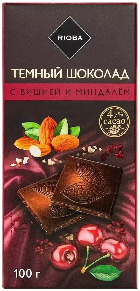 Шоколад РИОБА горький с вишней и миндалем 100гр.(м)