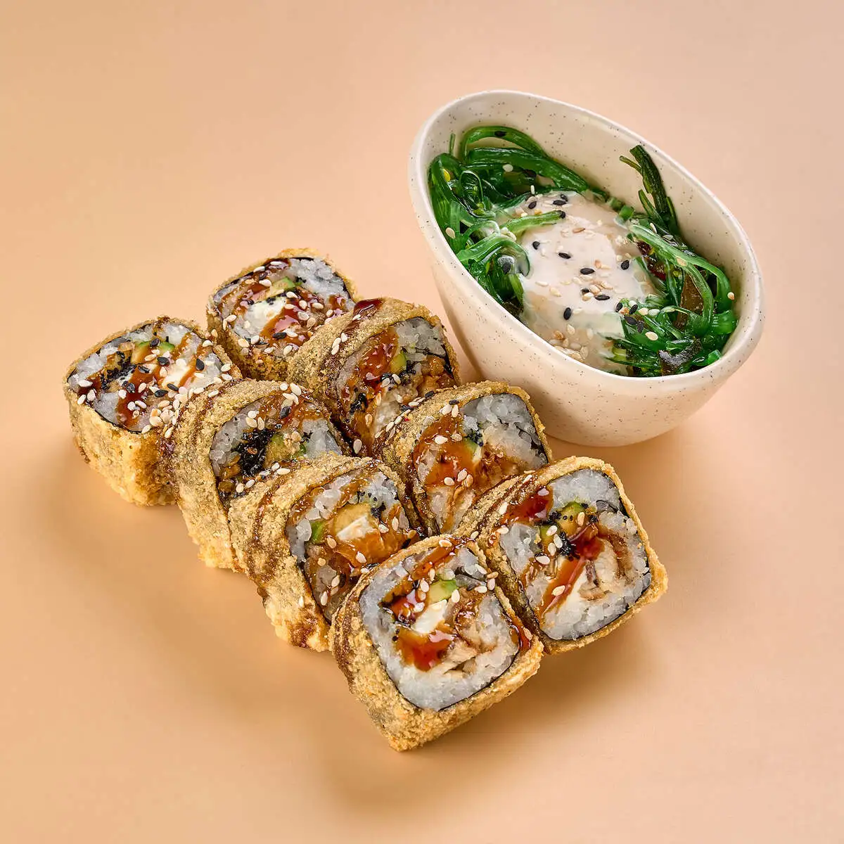 Комбо Унаги фрай/Чука с ореховым соусом 