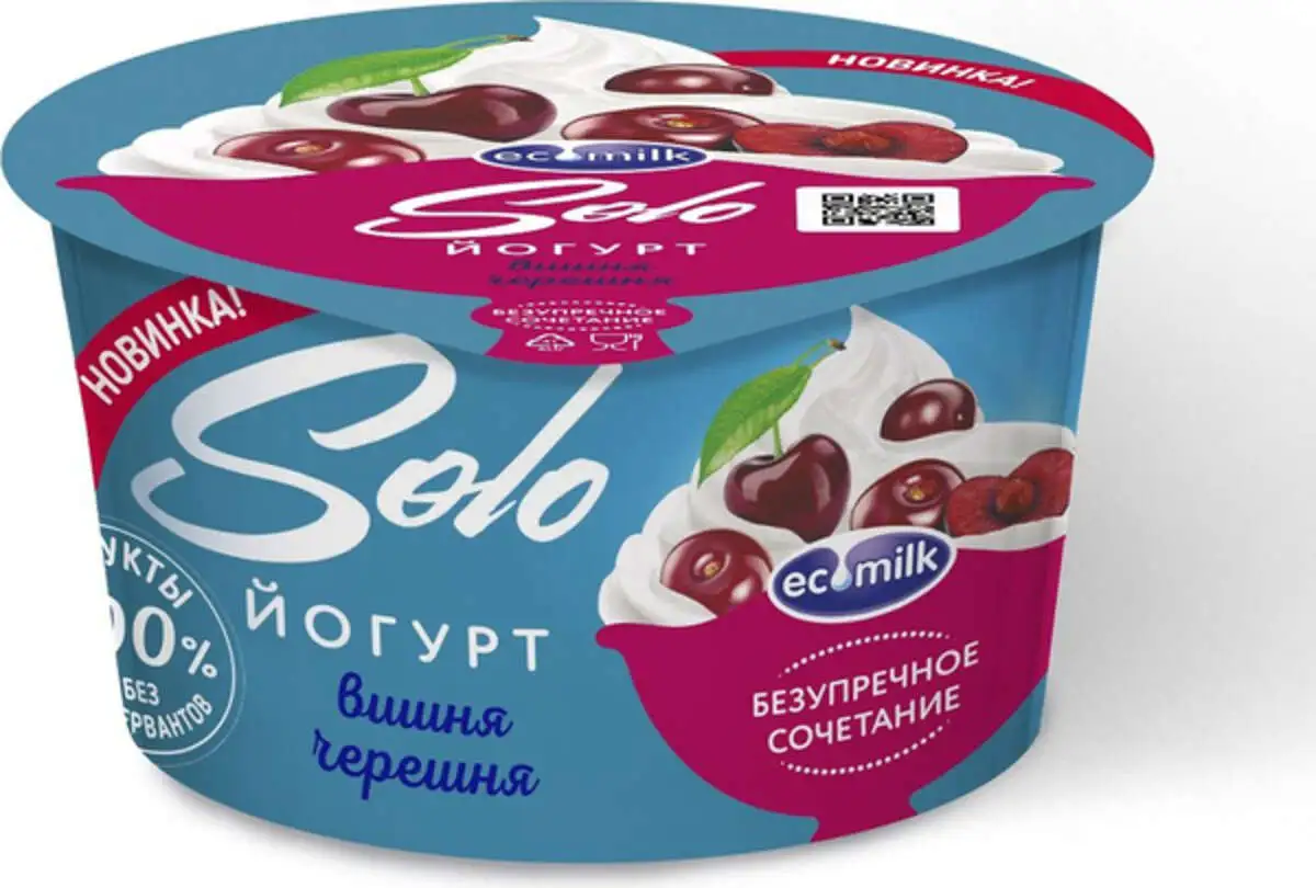 Йогурт Соло Вишня/Черешня 130г(м)