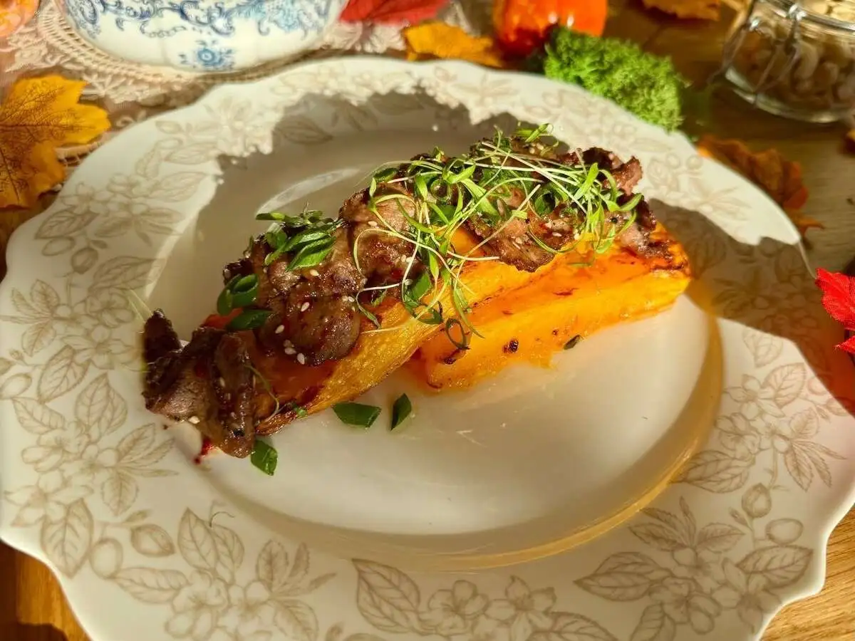 Стейк из тыквы с говядиной 
