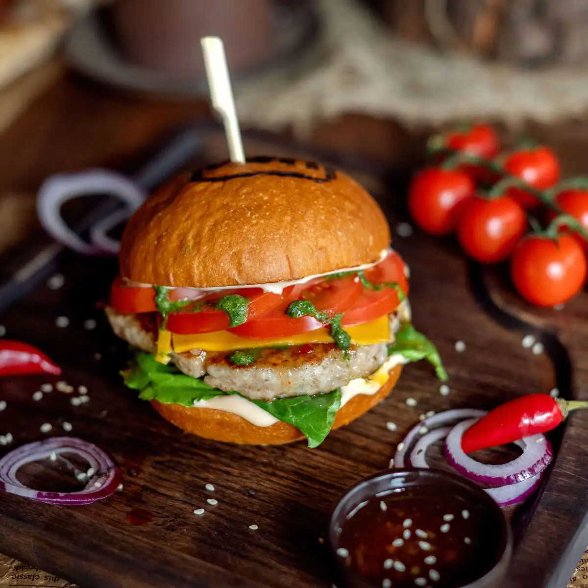 Чизбургер с курицей