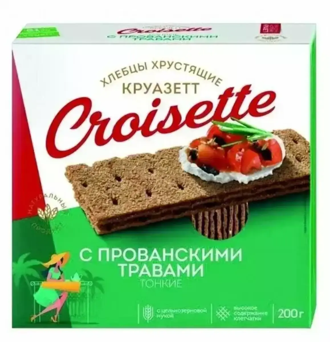 Хлебцы Круазетт ржано-пшеничные тонкие с прован.травами к/п 200гр.(м)