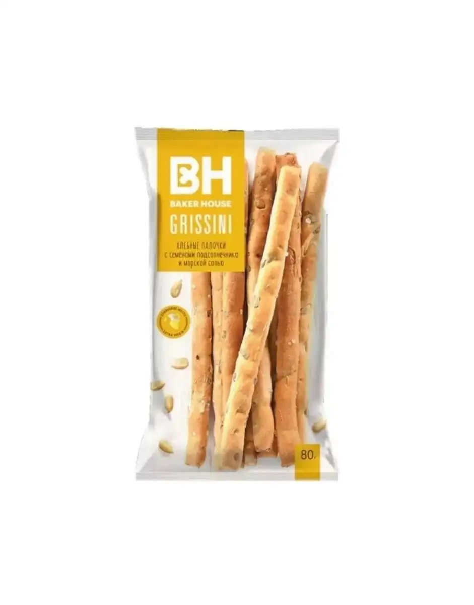 Хлеб. палочки BAKER HOUSE CEM подсолн/мор. соль 80гр.(м)