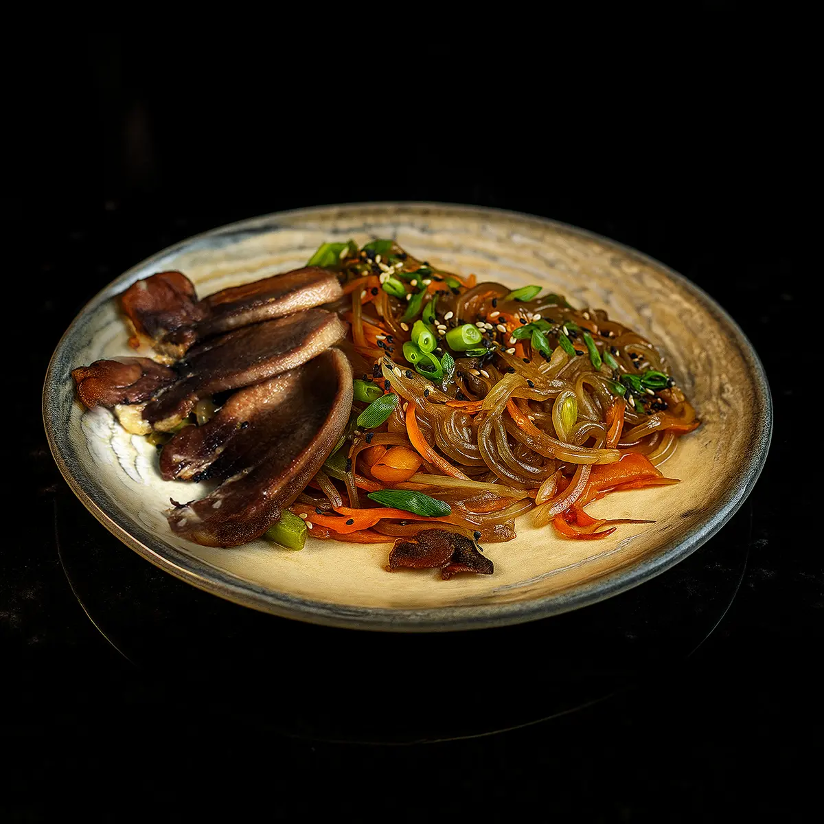 Стеклянная лапша с языком