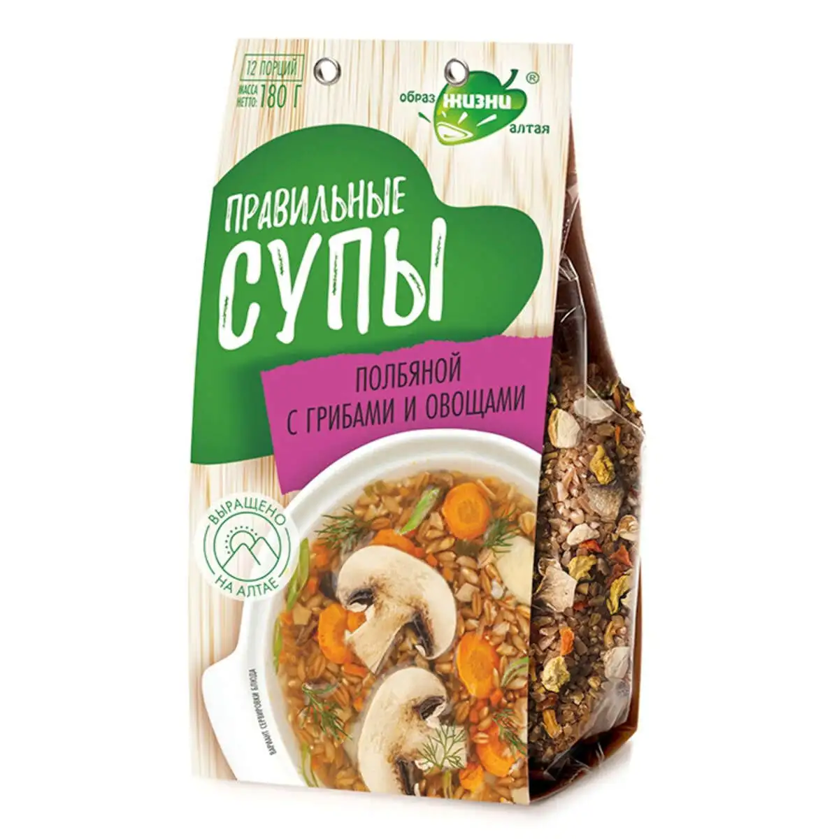 Правильные супы Полбяной с грибами и овощами 180 г