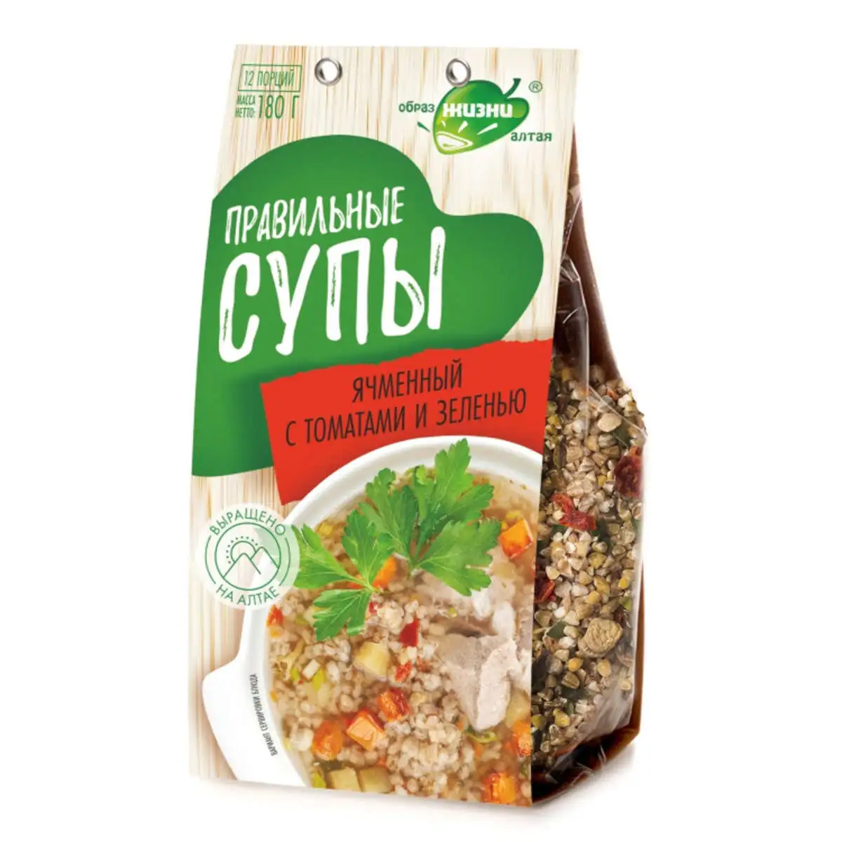 Правильные супы Ячмень с томатами и зеленью 180 г
