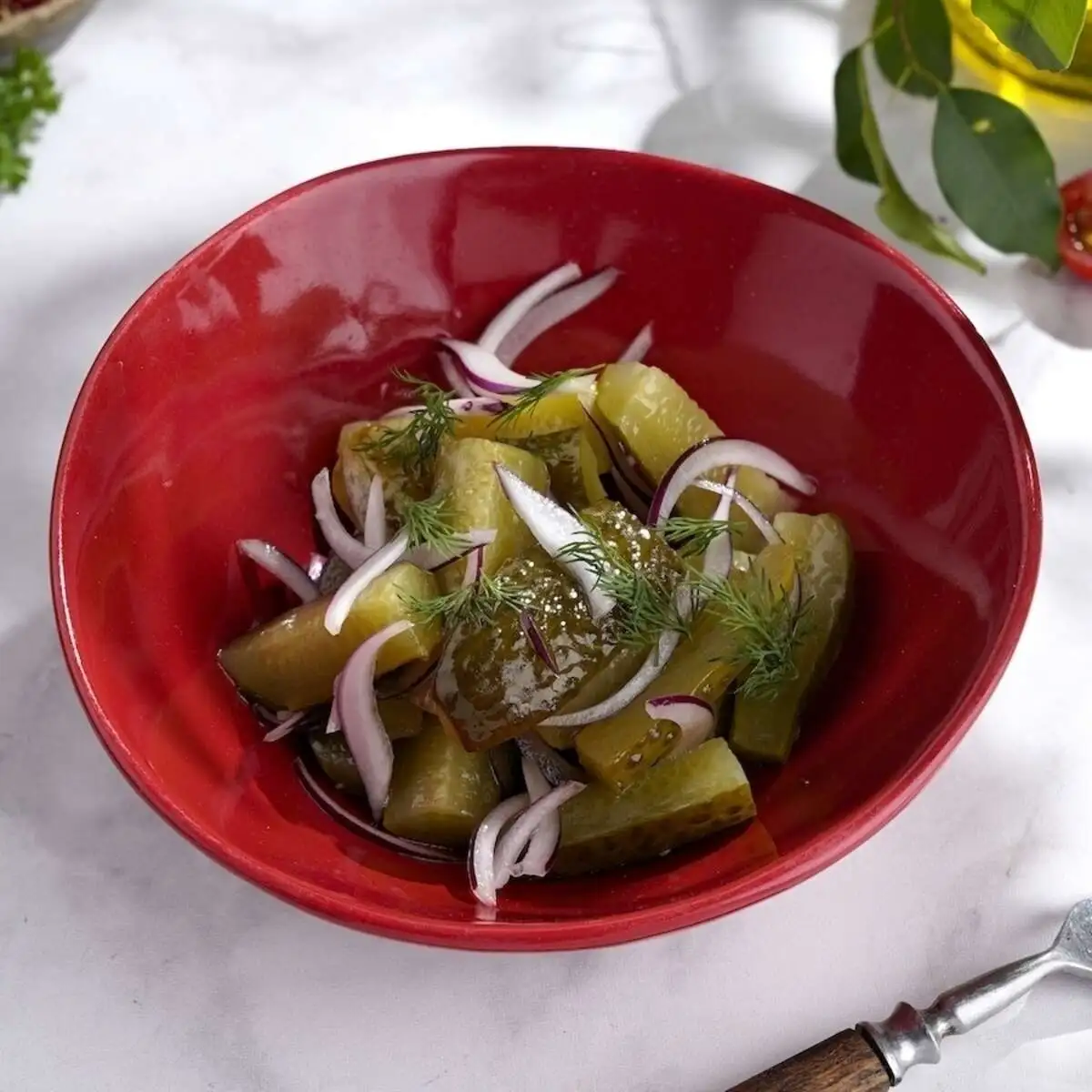 Маринованные огурцы с луком