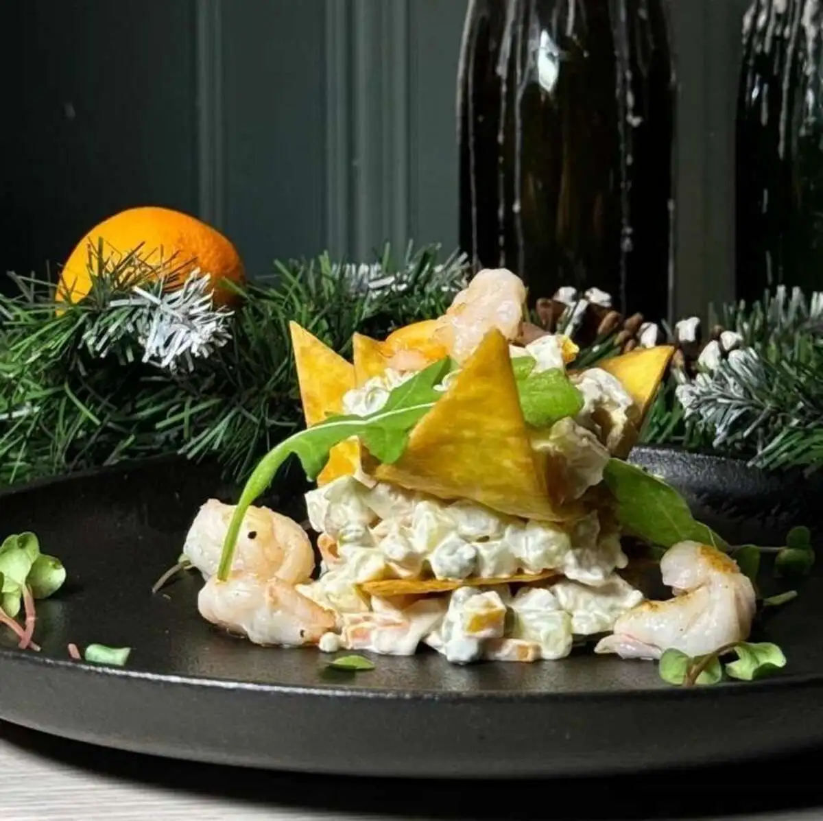 Оливье с креветками  