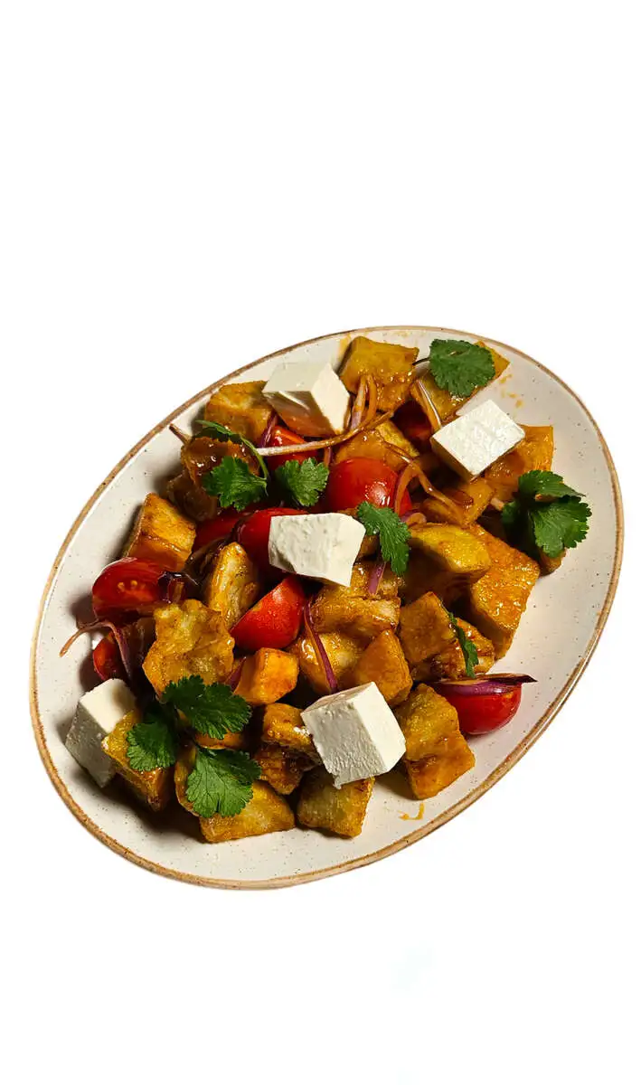 Салат с баклажанами фри 