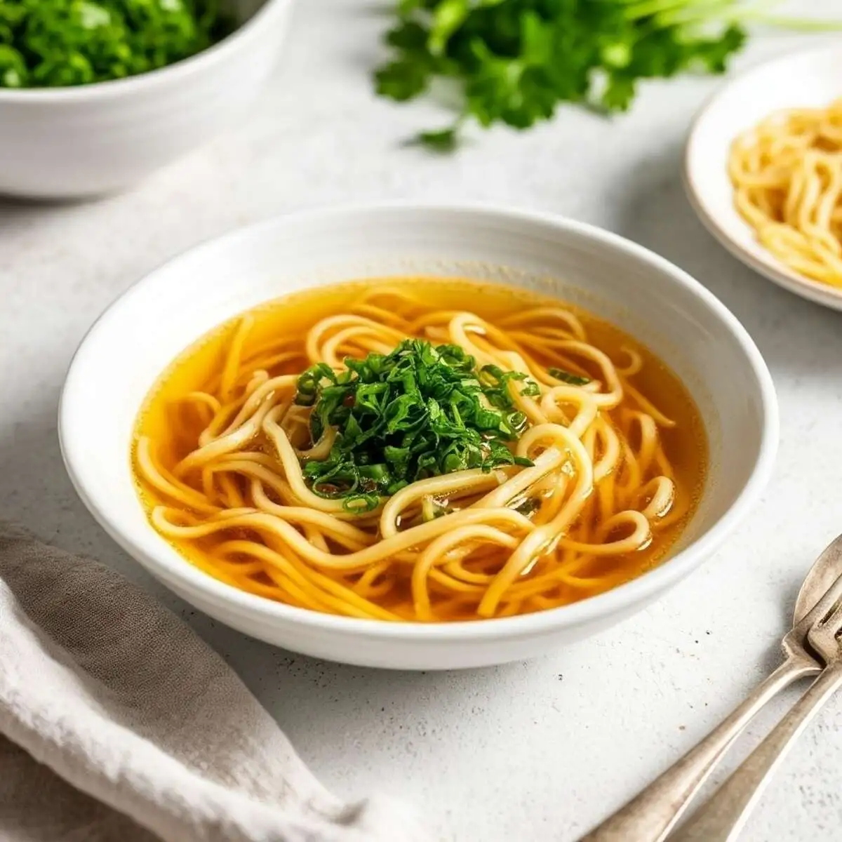 Суп-лапша с запеченным куриным окороком