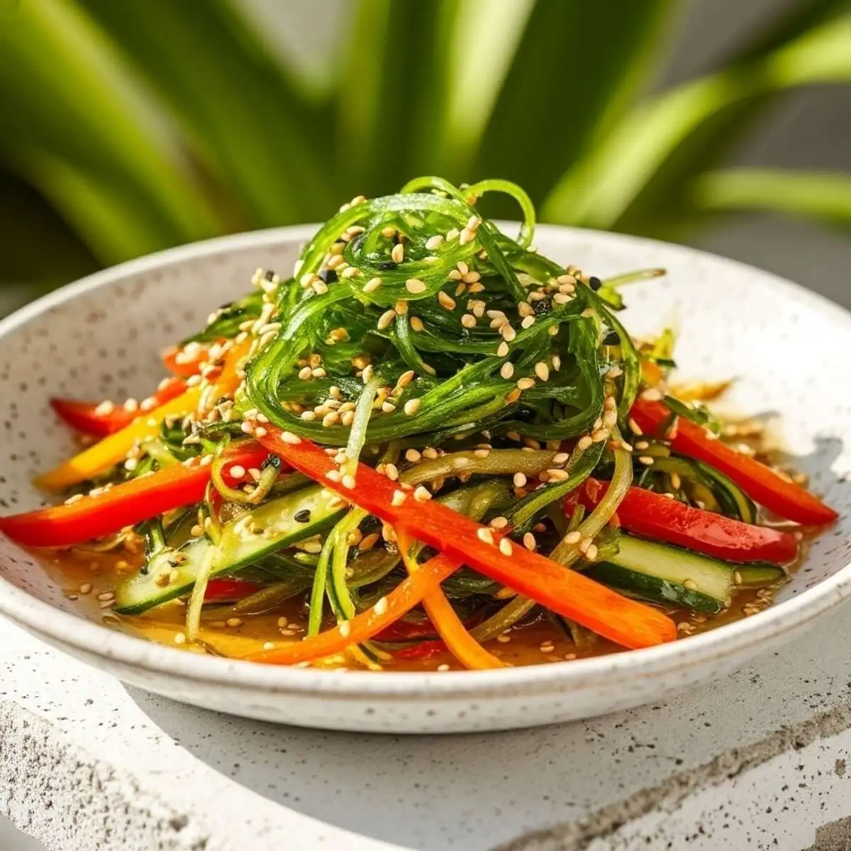 Салат с чукой, болгарским перцем и огурцом