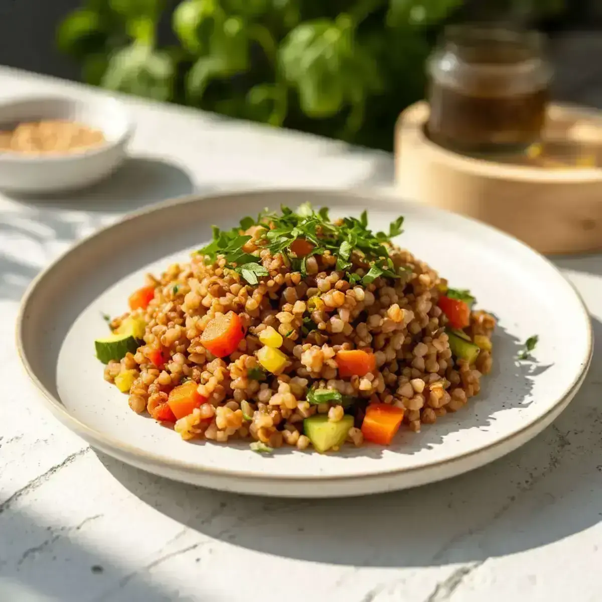 Гречка отварная с овощами