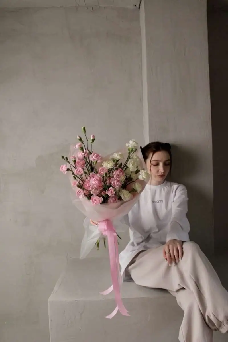 Монобукет из кустовой гвоздики