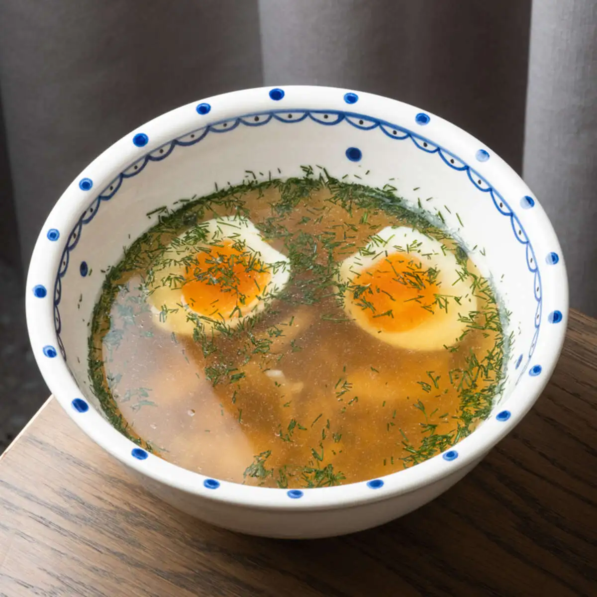 Куриная лапша с яйцом