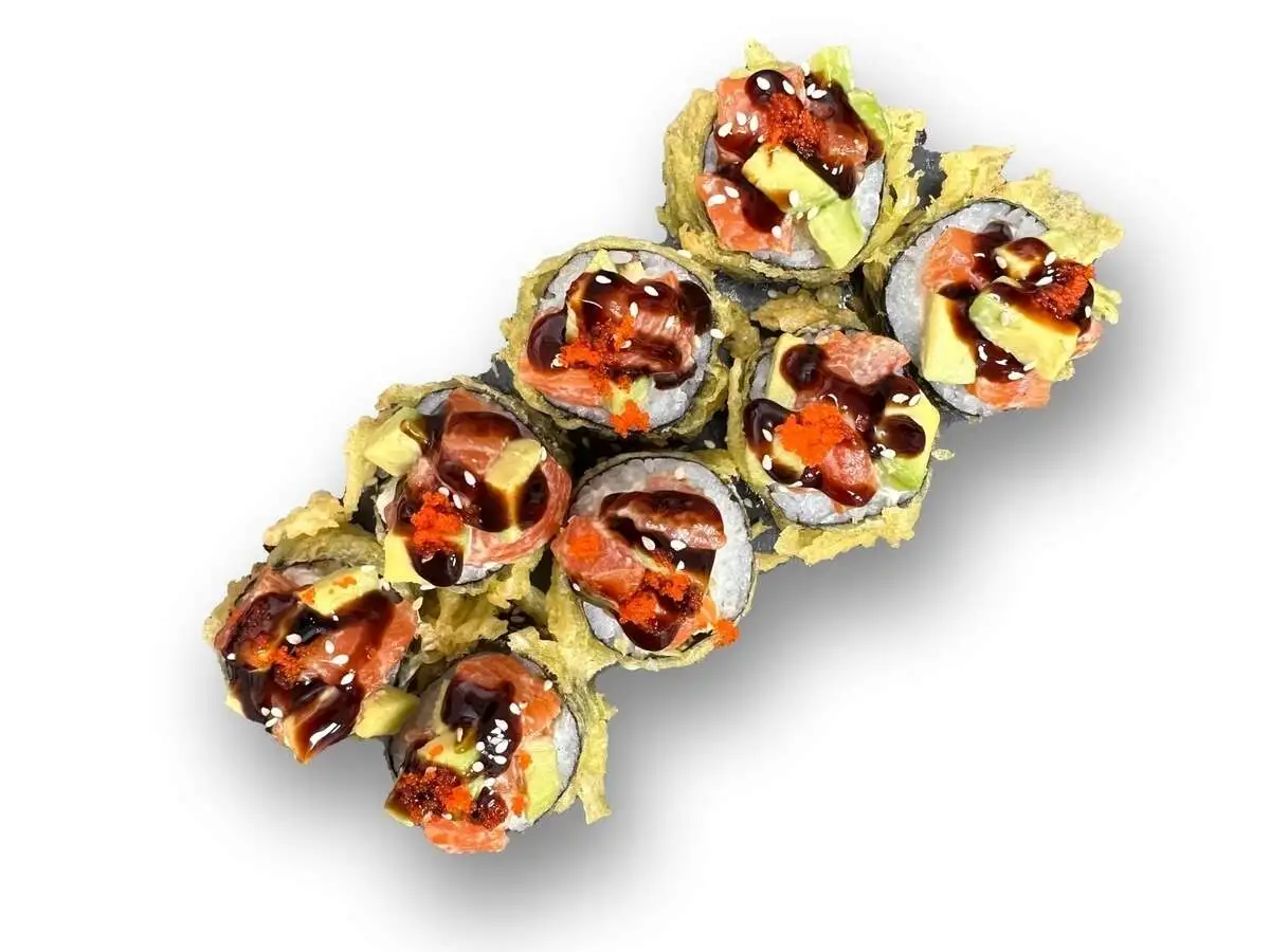 Горячий ролл таратар лосось