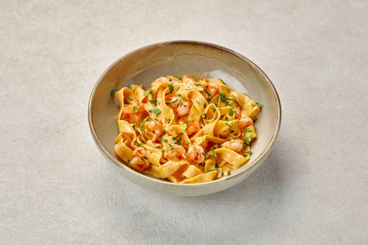 Папарделле с креветками