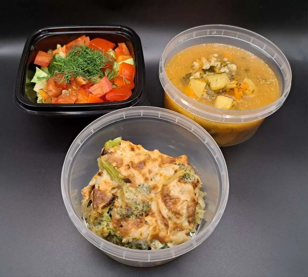 3 Гурман комбо: Овощной с растительным маслом, Деревенский с перловкой постный, Запеканка капустная