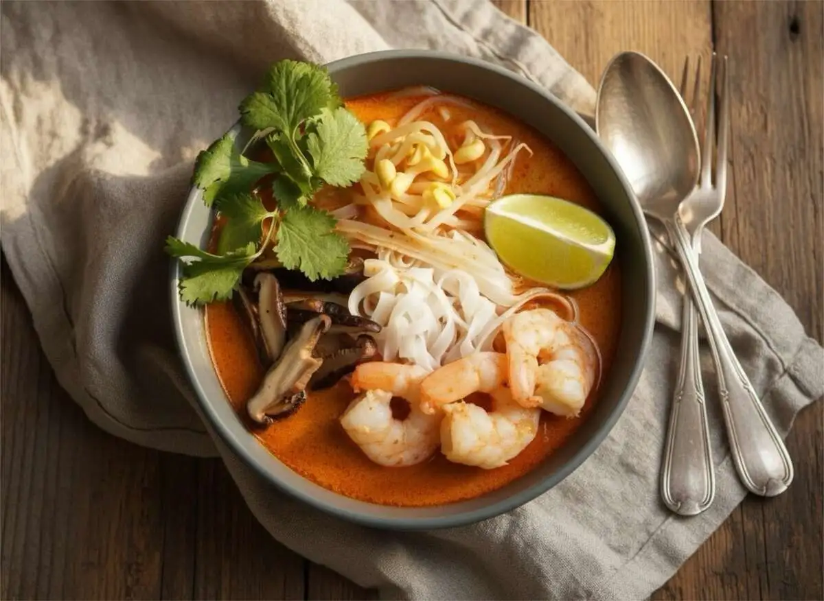 Суп лакса с креветкой