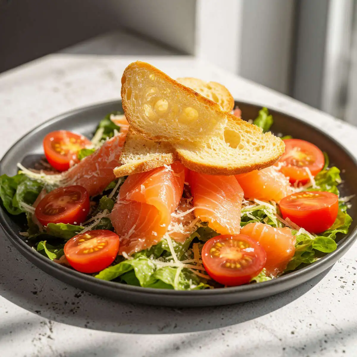 Салат "Цезарь" с семгой