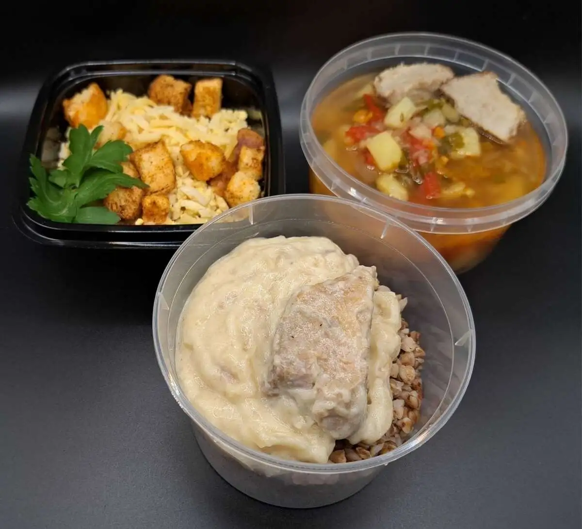 3 Мясной: Пекинский, Шурпа из свинины, Свинина в сметано-горчичном соусе с гречей