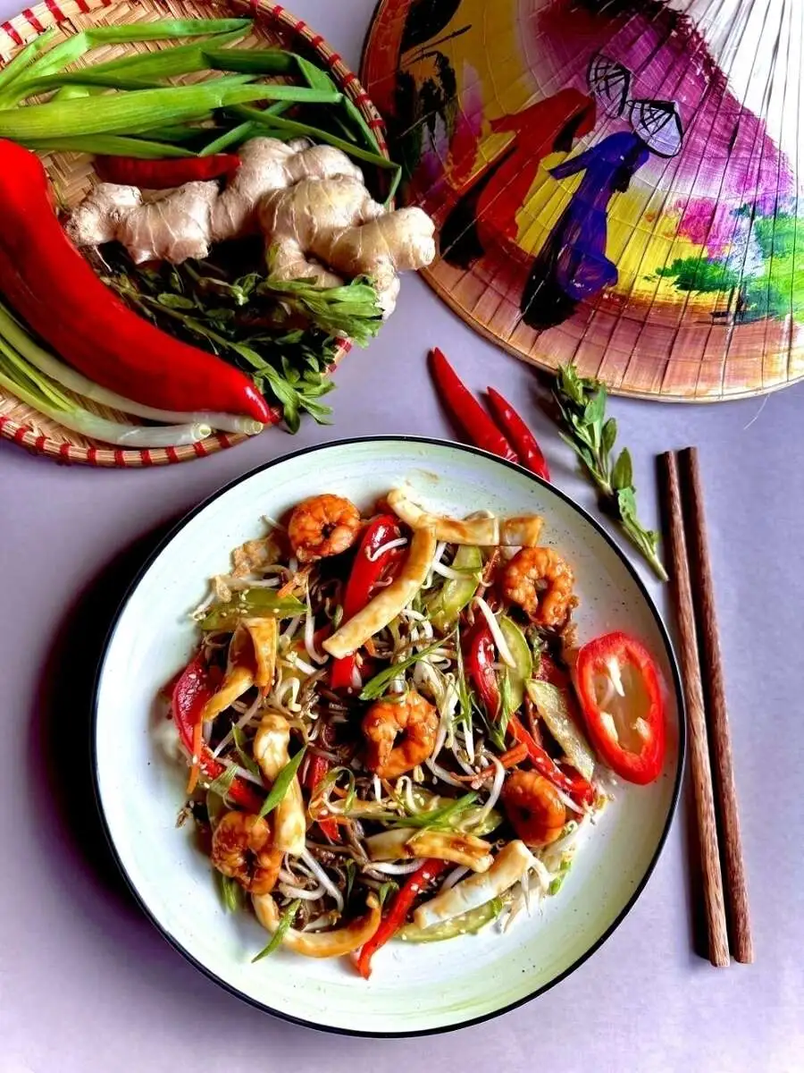 Лапша соба с морепродуктами