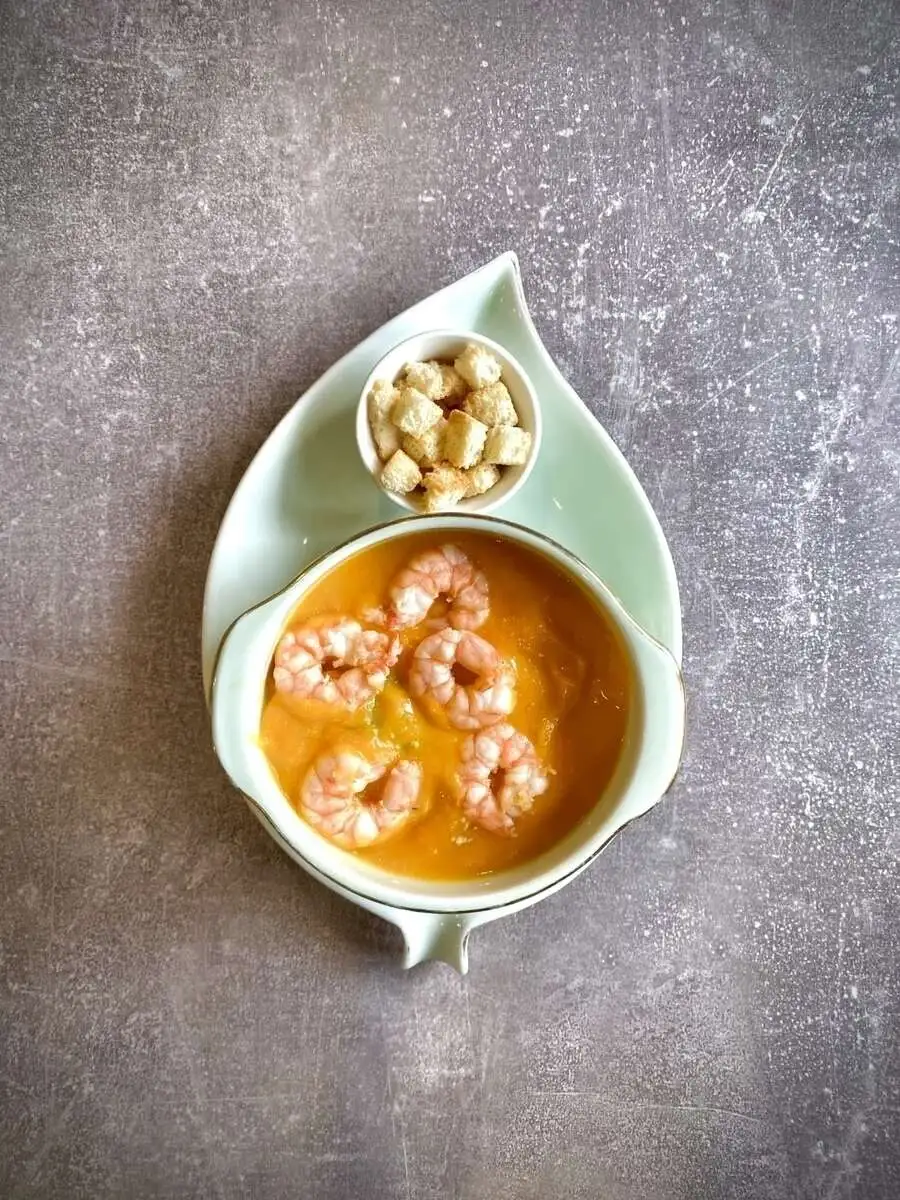 Суп-пюре тыквенный с креветками