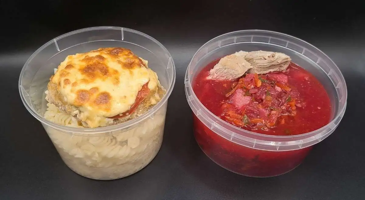 2 Мясной: Борщ со свининой, Гнездо мясное с макаронами