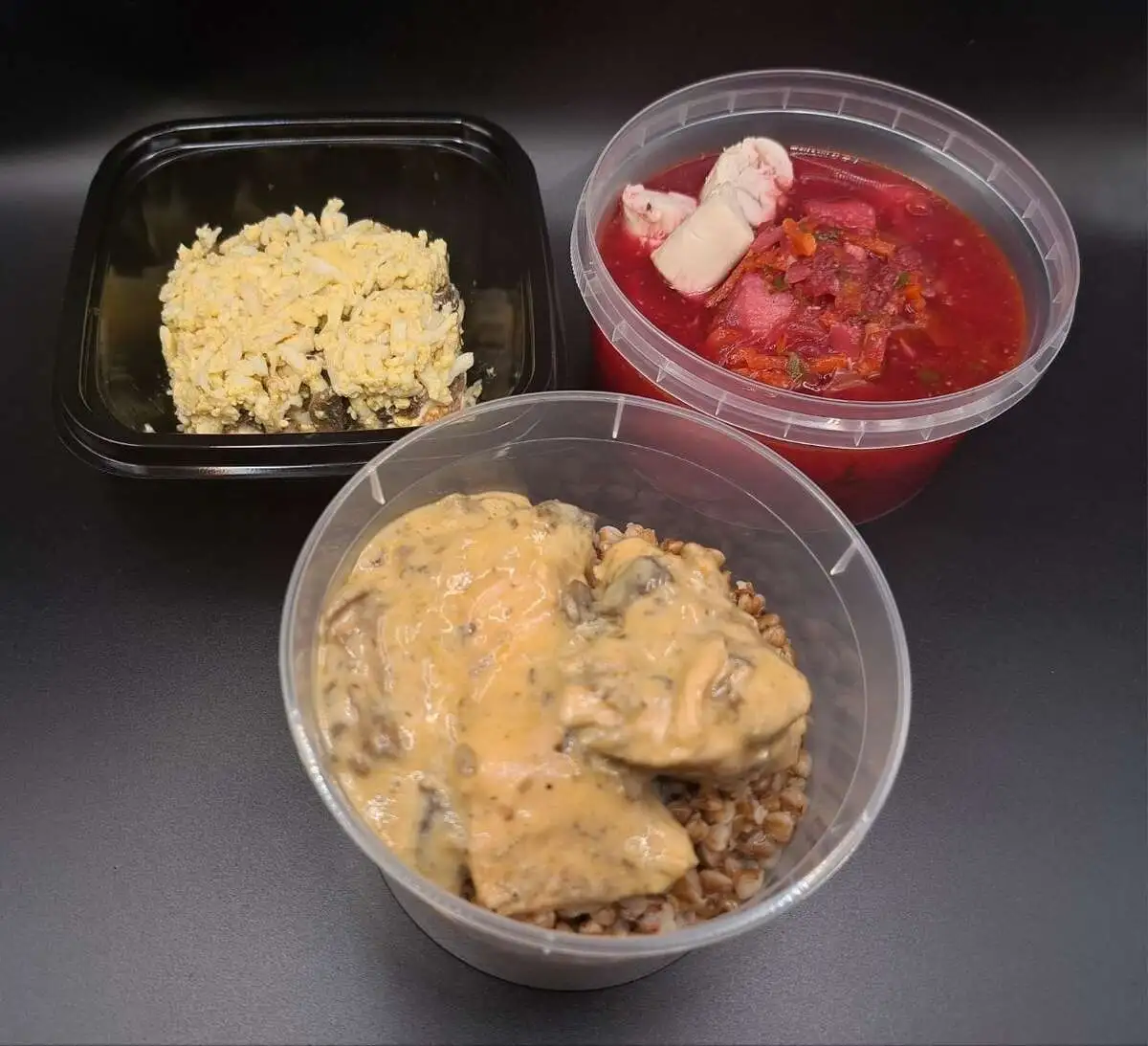 3 Чикен: Русская красавица, Борщ с курицей, Фрикасе из курицы с гречей