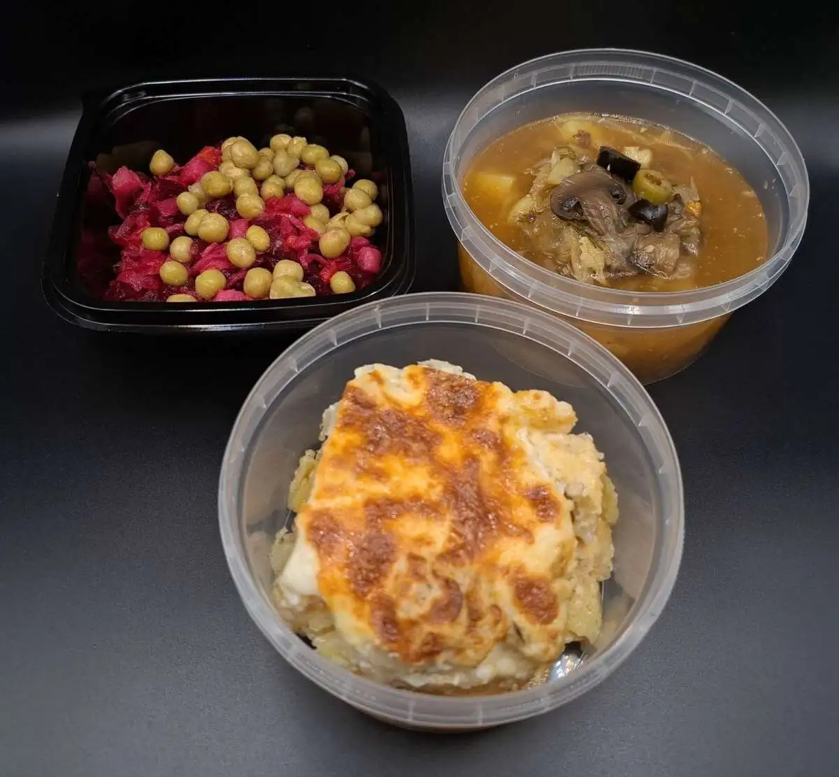 3 Гурман: Винегрет, Солянка грибная, Гратен из картофеля и цветной капусты