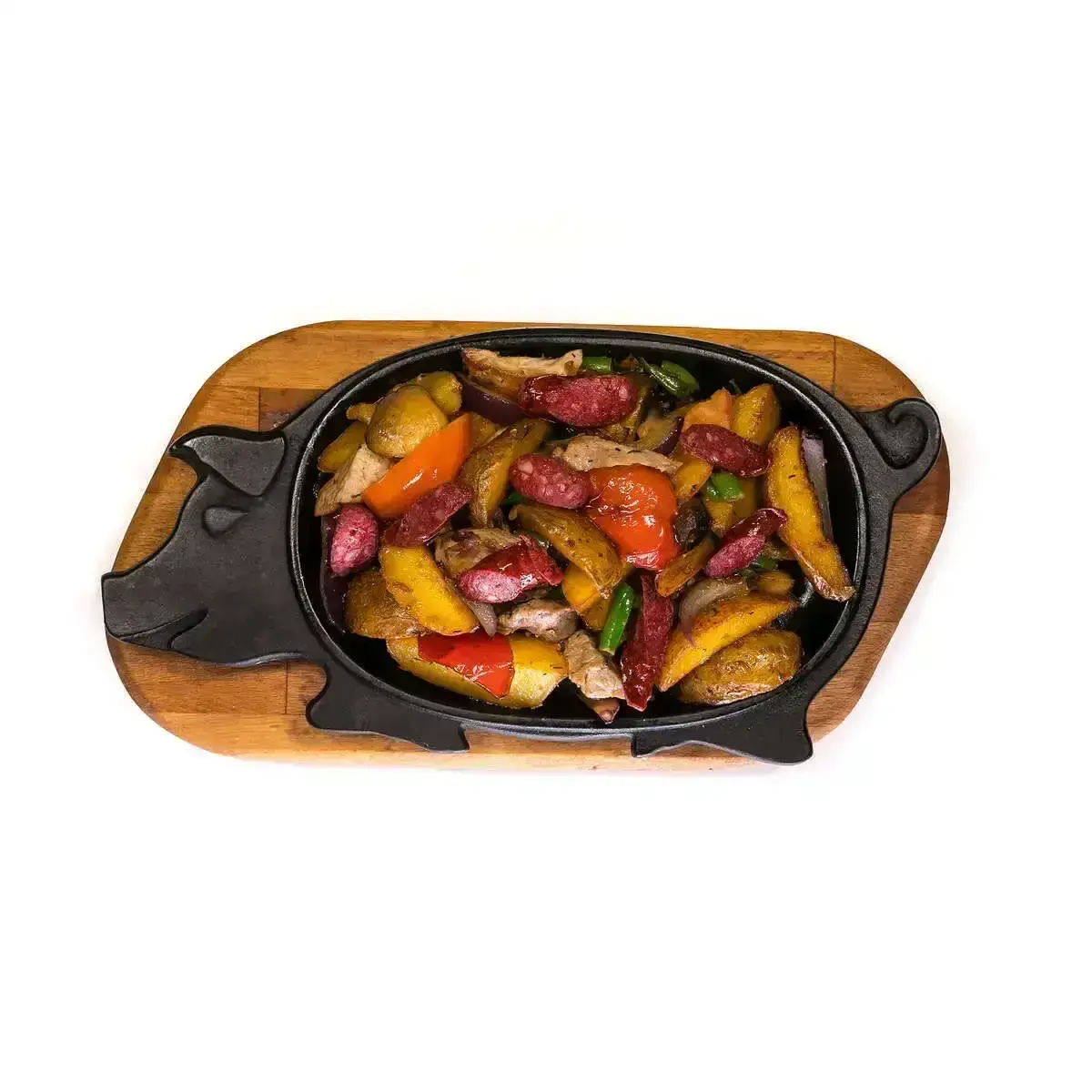 Горячая сковорода по-деревенски свиная