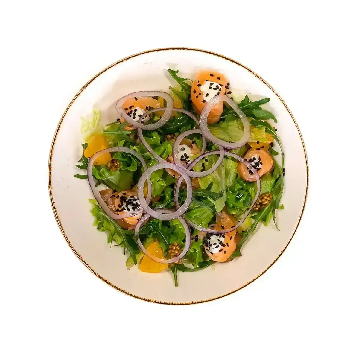 Салат с лососем и творожным сыром