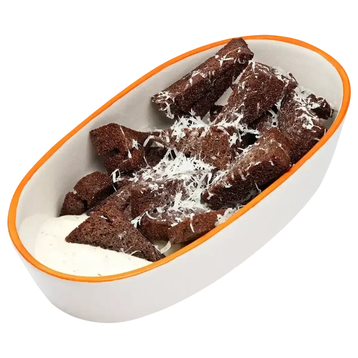 Крутоны из бородинского хлеба со сметанно-чесночным соусом