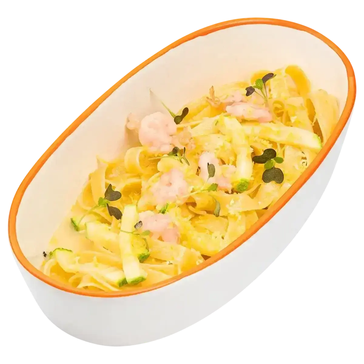 Паста с креветками и цукини