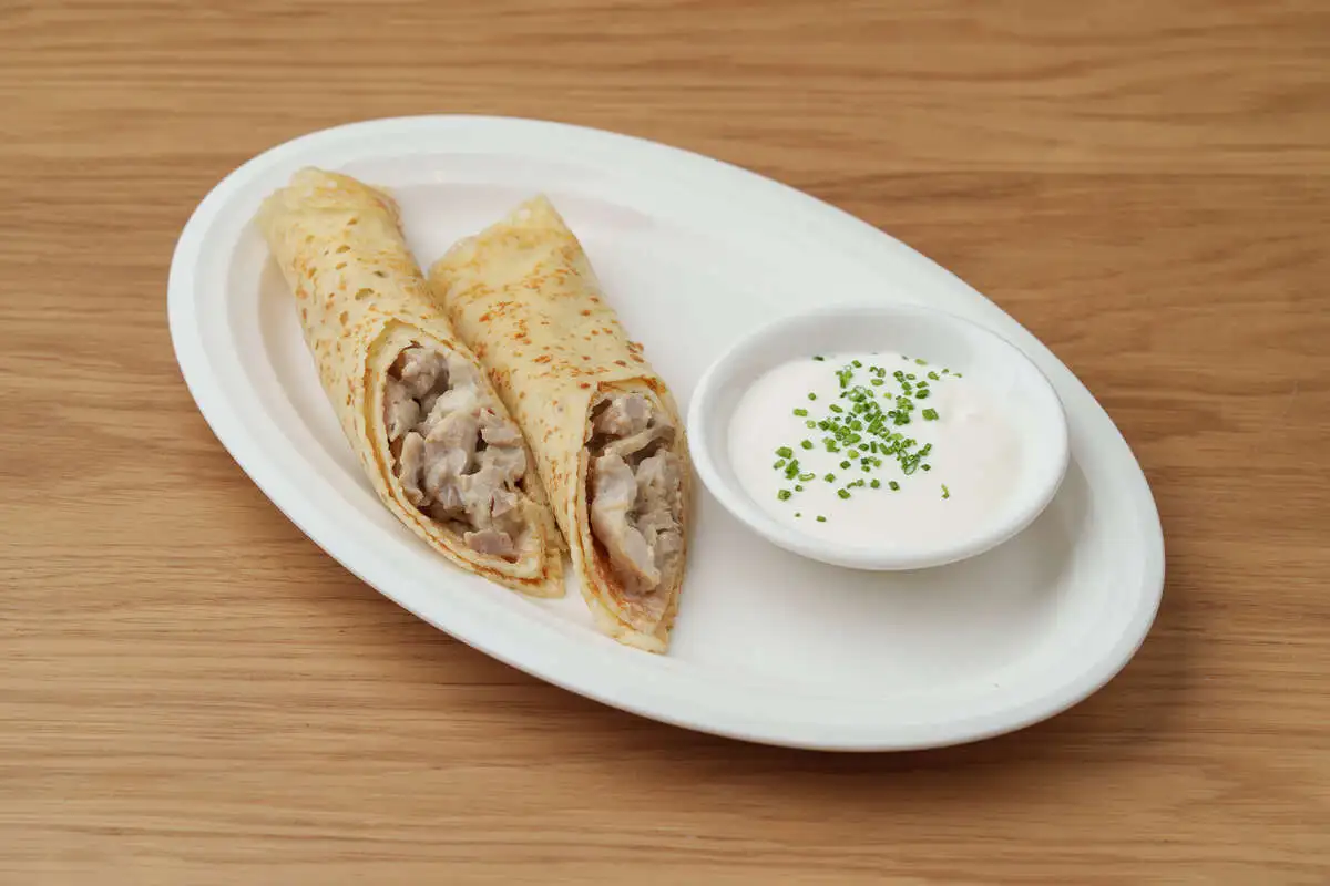 Блины с курицей и грибами