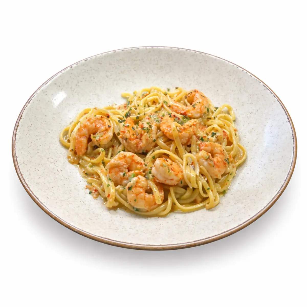 Паста алио и олио с креветкой