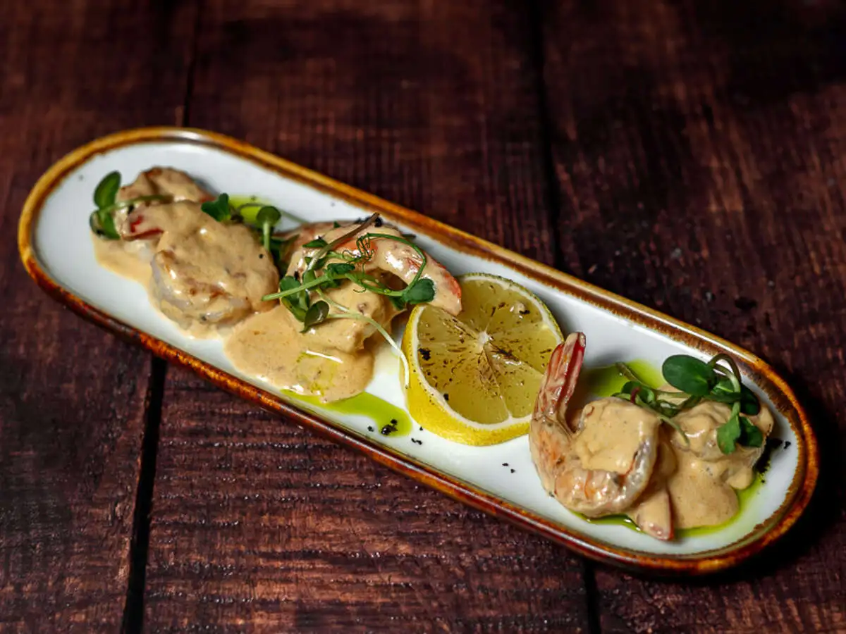 Креветки в соусе Блю-чиз 