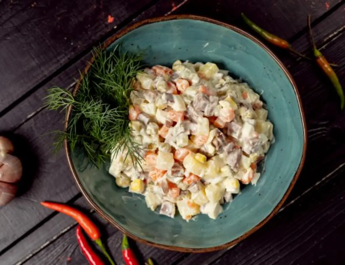 Оливье с говяжьим языком*