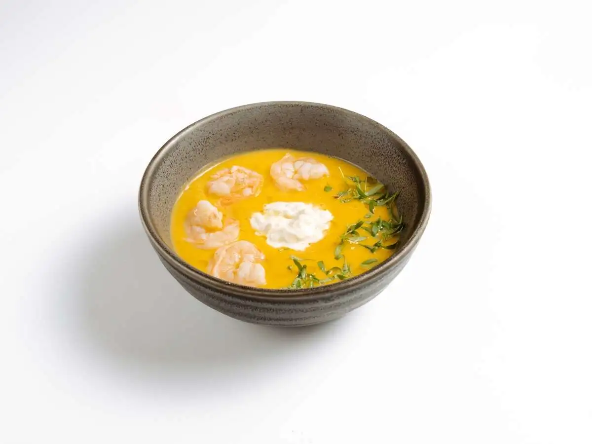 Суп-крем из тыквы с креветками