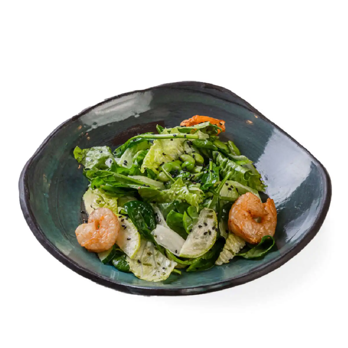 Зеленый салат с креветками