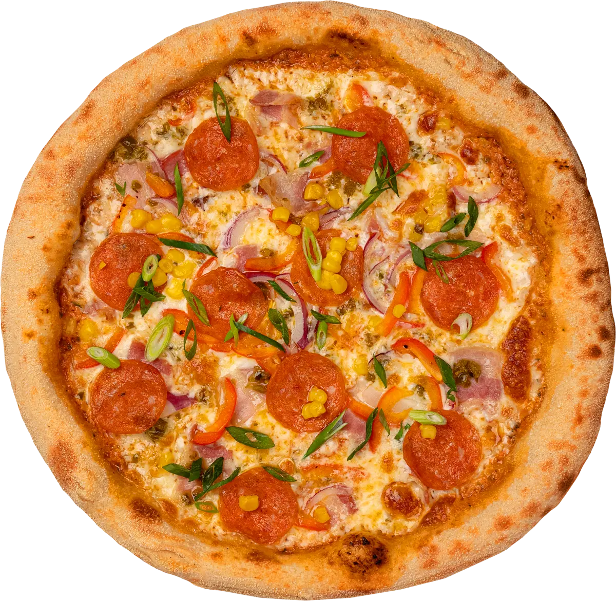 Пицца Острая с пепперони, беконом и кукурузой