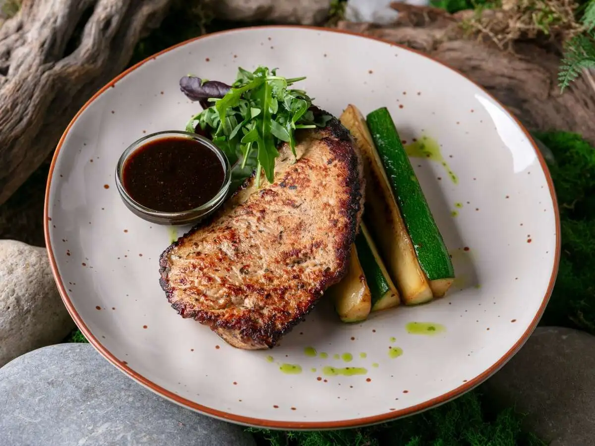 Стейк из индейки с цукини и соусом из черного перца (275 гр)