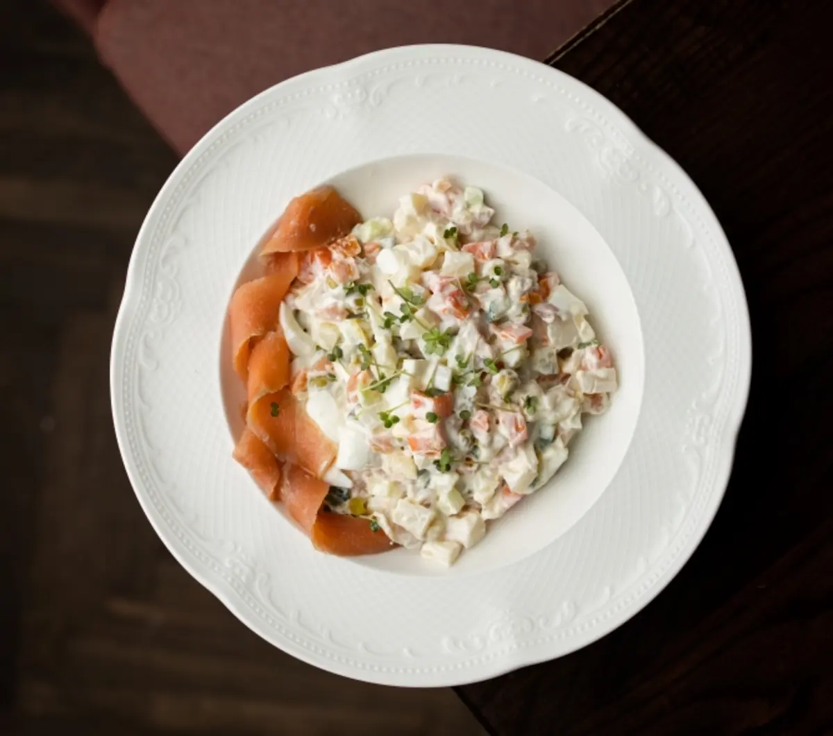 Оливье с лососем