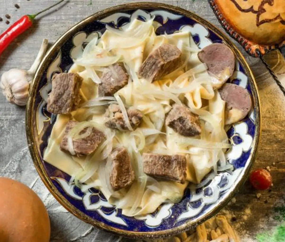 Бешбармак с говядиной*