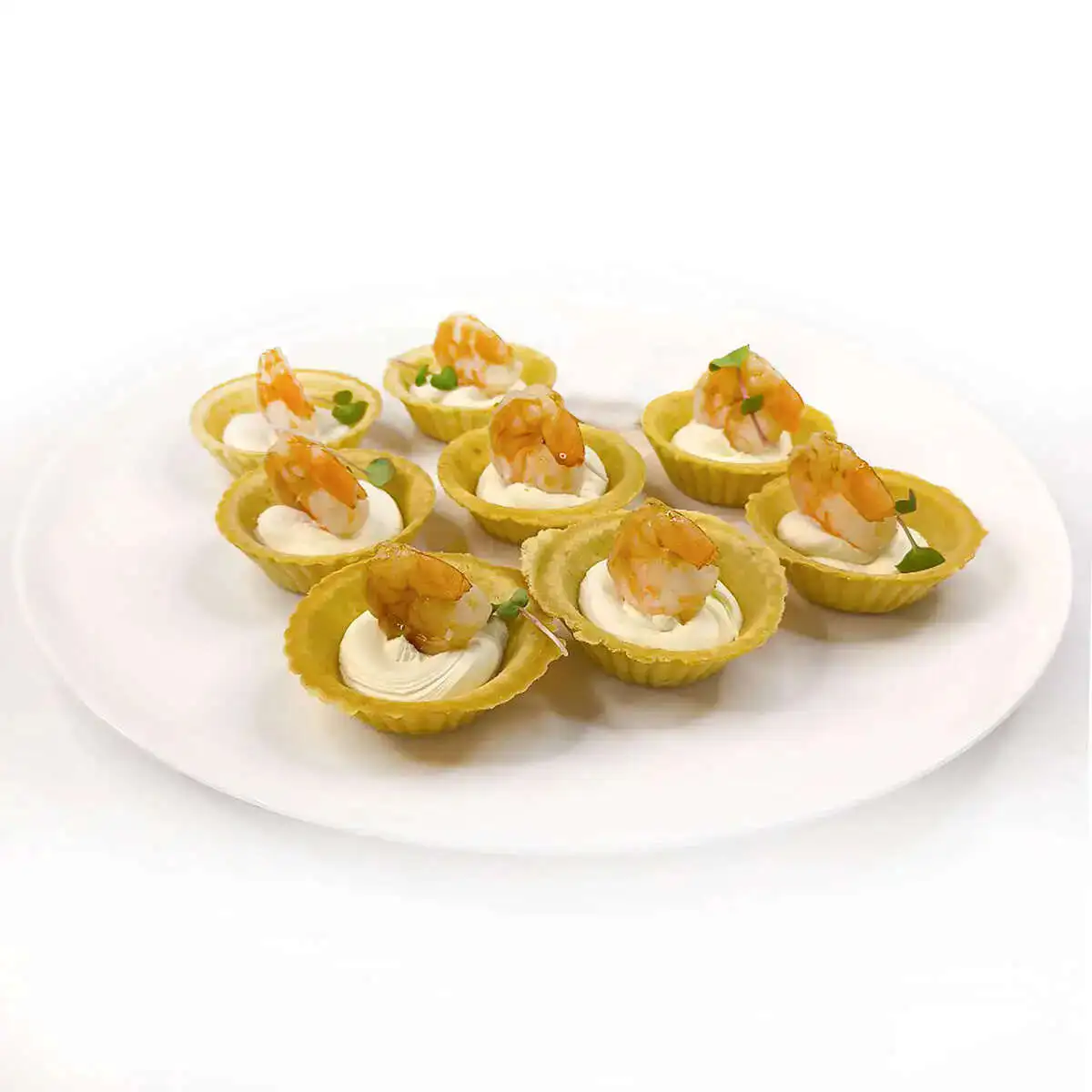 Тарталетки с тигровой креветкой и творожным сыром