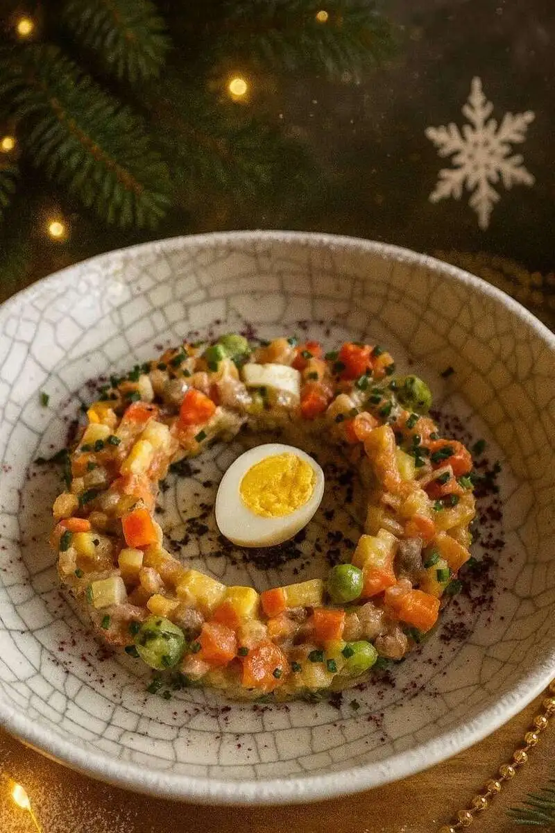 Оливье с ветчиной из индейки