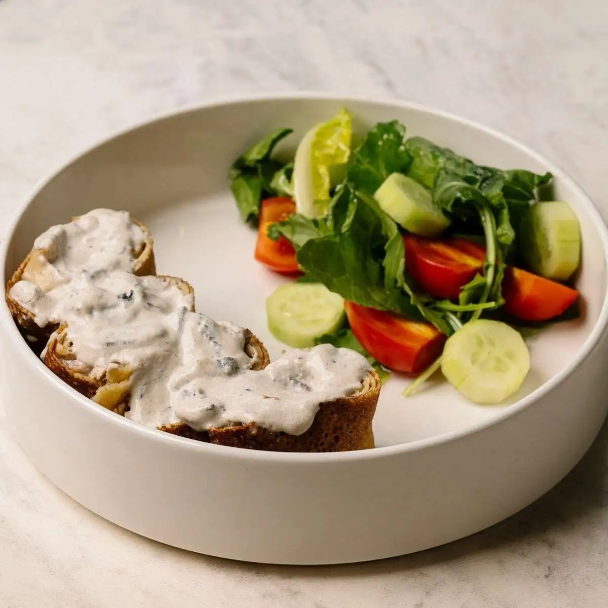 Блины с курицей и грибами