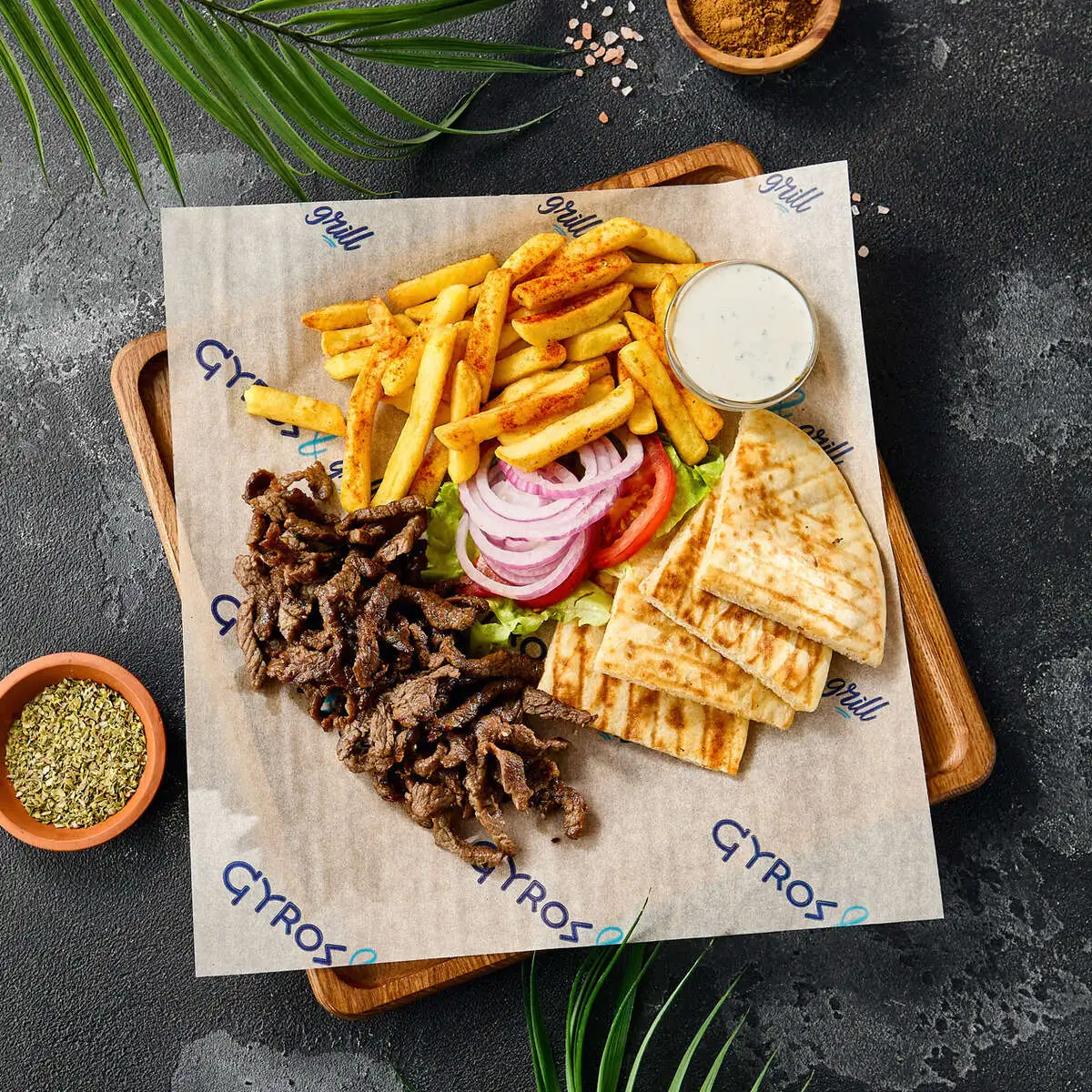 Открытый гирос с телятиной