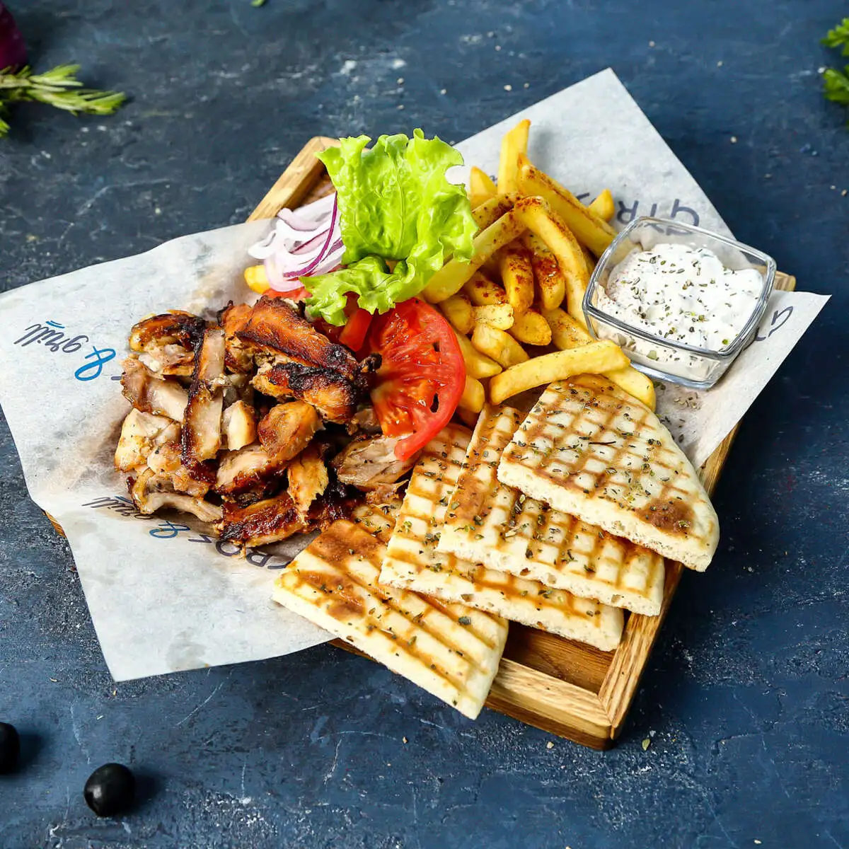 Открытый гирос со свининой