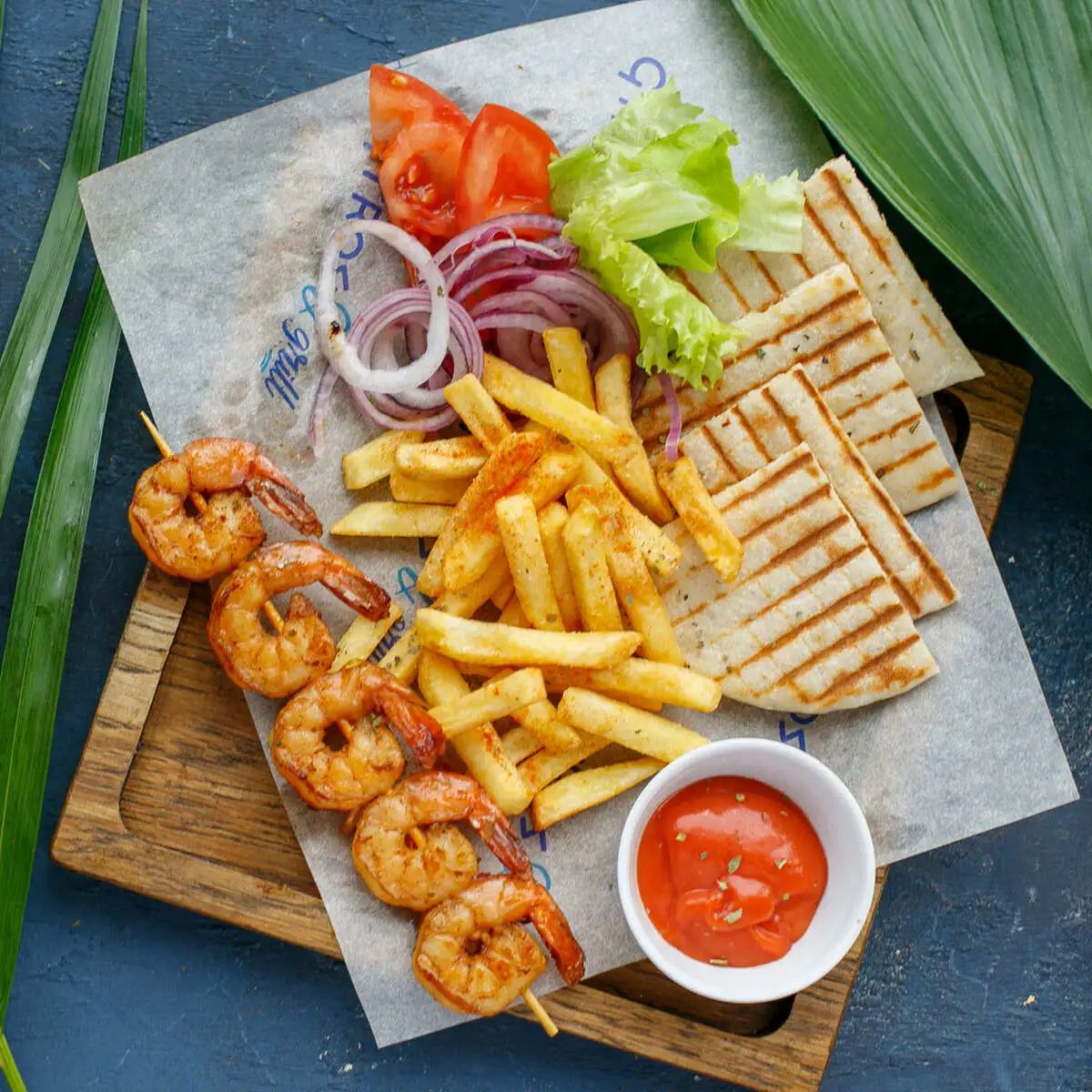 Сувлаки с креветками